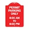 Signmission Permit Parking 8-00 Am to 8-00 Pm, Red & White Aluminum Architectural Sign, 18" x 24", RW-1824-23321 A-DES-RW-1824-23321 - alternate 1